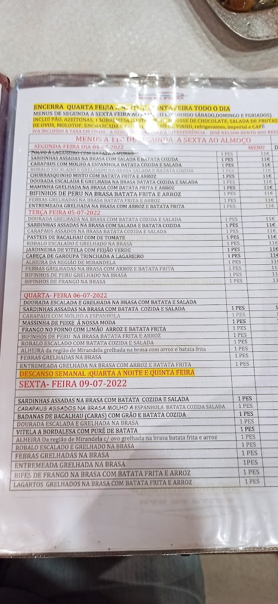 Menu Restaurante Mar Da Palha-8